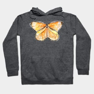 orange and black butterflies watercolor 1 Hoodie